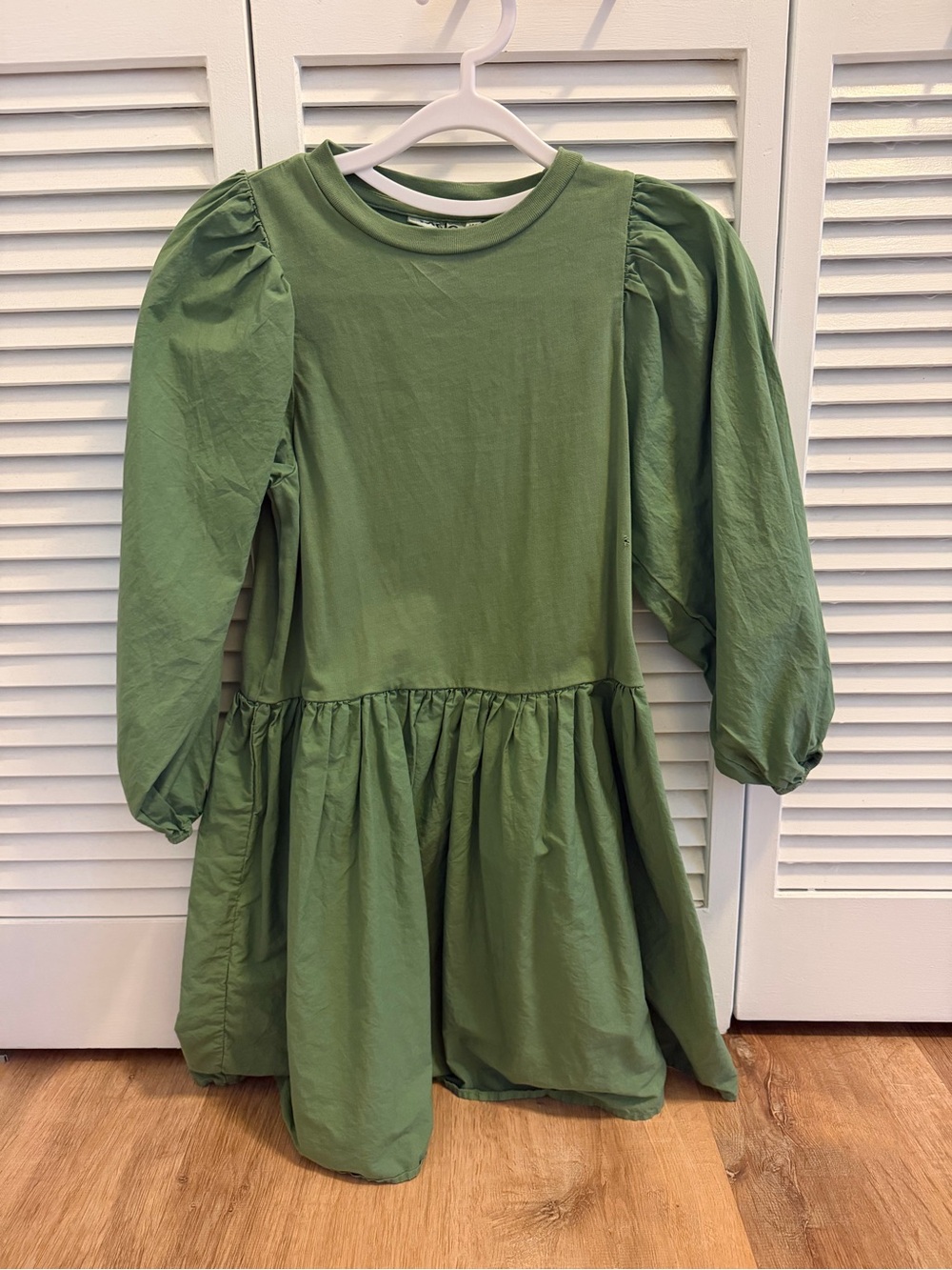 Molo Olive Green Puff Sleeve Casual Dress